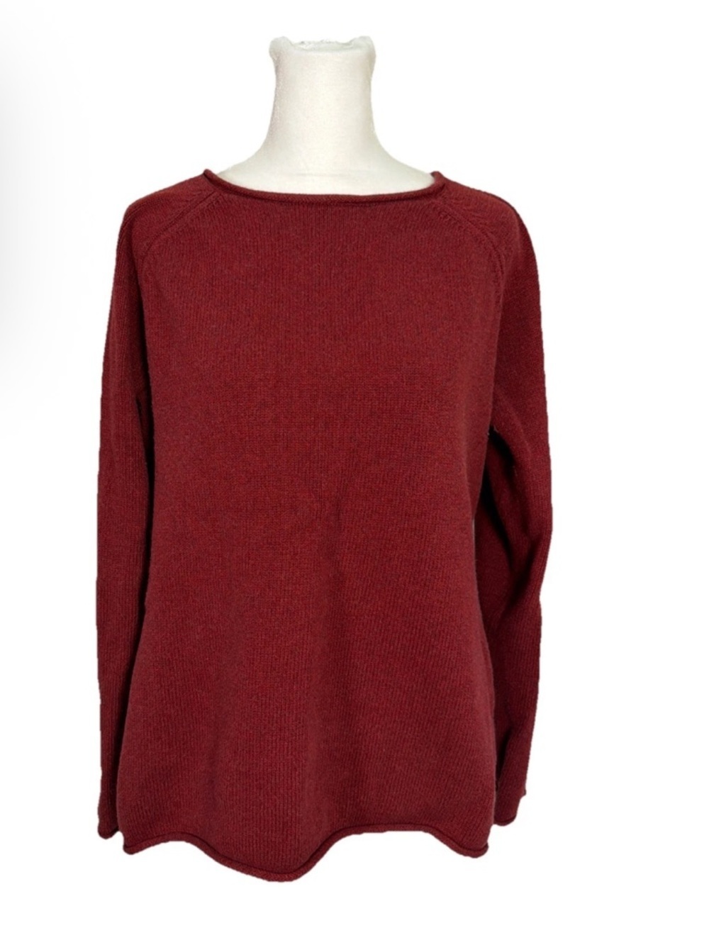 Eddie Bauer Women's Rolled Collar Cotton Sweater Medium Red